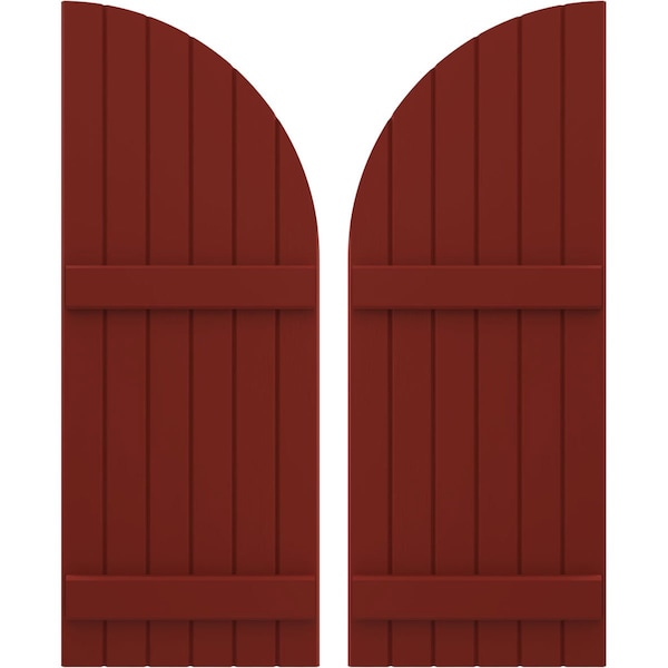 Ekena Millwork Americraft 6-Board (2 Batten) Wood Joined Board-n-Batten Shutters w/ Arch Top, ARW101BQ621X77MRH, PR ARW101BQ621X77MRH - main